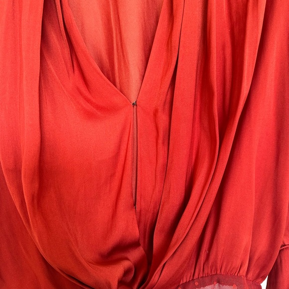 Free People Rust Colored Silk Bodysuit - Picture 3 of 4